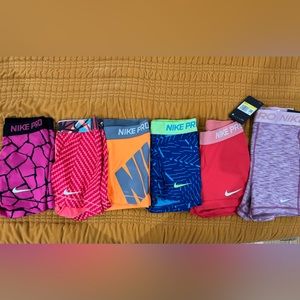Pack of 6- SMALL Nike Pro Women’s 3” Mid-rise shorts! ONE WITH TAG